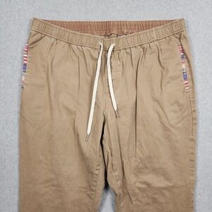 Wowie Pants XXL Brown Khaki Rambler Jogger Drawstring Aztec Stretch Active